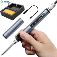 Kit de fer à souder numérique mini DC/PD (65W) à chauffage rapide 80-420°C avec écran OLED et fonction de mise en veille automatique, sans alimentation, pour la soudure de bijoux
