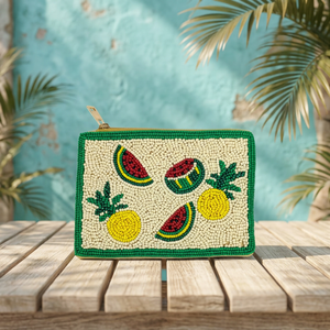 Bolsa con patrón de frutas bordadas, forma cuadrada, accesorio de viaje de uso diario a la moda, colores variados - Product Image 1