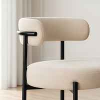Chaise de salle à manger moderne de luxe léger, rembourrée en bouclette, dossier rond, structure métallique, pour la maison, le restaurant, le salon