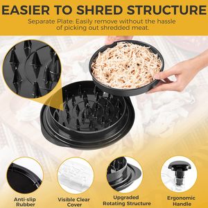 <span class=keywords><strong>เครื่อง</strong></span>มือฉีกเนื้อพร้อมฝาครอบใส แผ่นแยกส่วน ฐานกันลื่น แปรงทำความสะอาดและที่คีบ ปลอดสาร BPA สำหรับ<span class=keywords><strong>ฉีก</strong></span>เนื้อไก่และเนื้อสัตว์อื่นๆ - Product Image 4