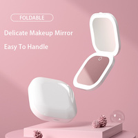 Miroir de poche pliable double face M26 avec éclairage LED, grossissement 10X, batterie 500mAh, finition en alliage de zinc, personnalisable pour le maquillage