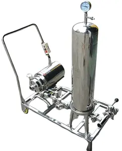 带不锈钢推车和泵的可移动过滤系统SUS 304过滤器外壳