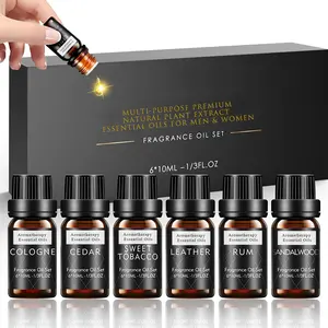 Huiles essentielles de cèdre, bois de santal, eau de Cologne pour hommes, ensemble cadeau Top 6 huile de parfum thérapeutique biologique de qualité supérieure pour savon à bougie DIY