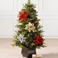 10 Stück/Beutel Weihnachts-Glitzerblumen mit Clip Künstliche Plastikblumen Bunte Santa-Dekorative Kunstblumen