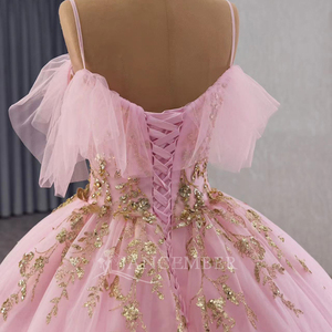 Robe de bal princesse rose scintillante à volants, robe de luxe pour 16e anniversaire, personnalisée Rsm251016 - Product Image 3