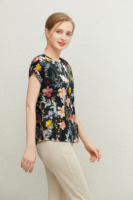 Blusas de Seda de Manga Corta para Mujer, Camisas Formales para Dama, Tops de Satén Elástico, Túnica de Trabajo de Oficina, Ropa Femenina