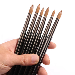 Pinceau professionnel pour nail art en poils de Kolinsky 100% pur, avec logo personnalisé, virole sertie, pour poudre acrylique et sculpture acrylique en salon - Product Image 2