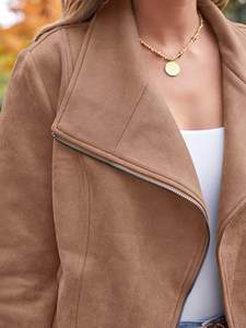 Veste en simili cuir pour femme, manteau court à devant ouvert pour l'automne, l'hiver et le printemps, style cardigan - Product Image 6