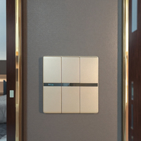 Interrupteur mural MGA Champagne Goud, interrupteur lumineux Champagne Gold, logo personnalisé pour hôtel, maison, 3 gangs, 1 voie avec indicateur LED