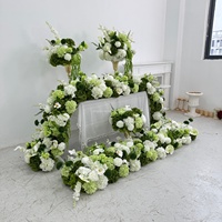 Arrangement floral artificiel de luxe vert Bourgogne, centre de table de mariage, orchidée en soie, style cascade, décoration événementielle