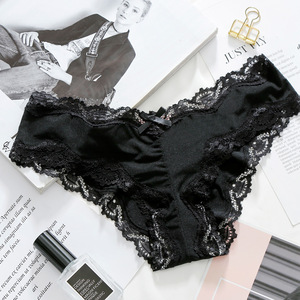 Braguitas de mujer de seda helada de alta elasticidad, suaves, sexys, con encaje y diseño hueco en la parte trasera, de algodón puro. - Product Image 4