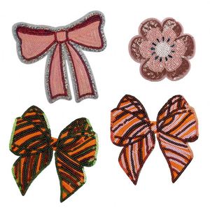 Hot Selling Medium Size Iron on Trendy Brand <b>T</b>-<b>Shirt</b> Clothing Accessories <b>Sequin</b> Embroidery Bowknot Patches - Product Image 1