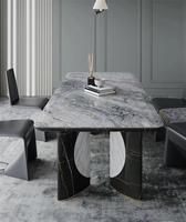 Table à manger en granit de luxe moderne avec 6 chaises Ensemble de meubles de salle à manger