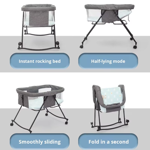 Katlanabilir dört tekerlekli bebek sallanan yatak yeni bebek yatıştırıcı sandalye Recliner çocuk beşiği dayanıklı plastikten yapılmış - Product Image 6