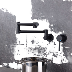 Grifo de cocina comercial, rociador de tracción, función de agua fría, uso en <span class=keywords><strong>restaurante</strong></span>, válvula de Orbe cepillada, extensión lateral, llenado de ollas de montaje en pared - Product Image 1