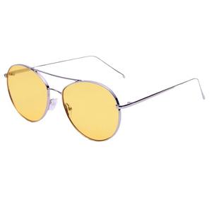 Lunettes de soleil aviateur unisexes, monture argentée, verres jaunes, protection UV400, design ovale, pour la conduite et les activités de plein air - Product Image 1