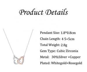 Collar de Acero Inoxidable con Corazón Bicolor Entrelazado Infinito Clásico para Mujer, Ideal para Regalo de Compromiso, Venta al por Mayor - Product Image 3