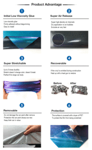 <span class=keywords><strong>Film</strong></span> de couleur de <span class=keywords><strong>voiture</strong></span> vert turquoise brillant, anti-rayures, PET, PPF, vinyle auto-cicatrisant, anti-rayures, vinyle de protection de <span class=keywords><strong>voiture</strong></span> caméléon - Product Image 5