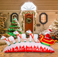 Décoration de Noël gonflable 3M, renne et licorne tirant un traîneau, avec éclairage LED, pour extérieur, jardin, fête