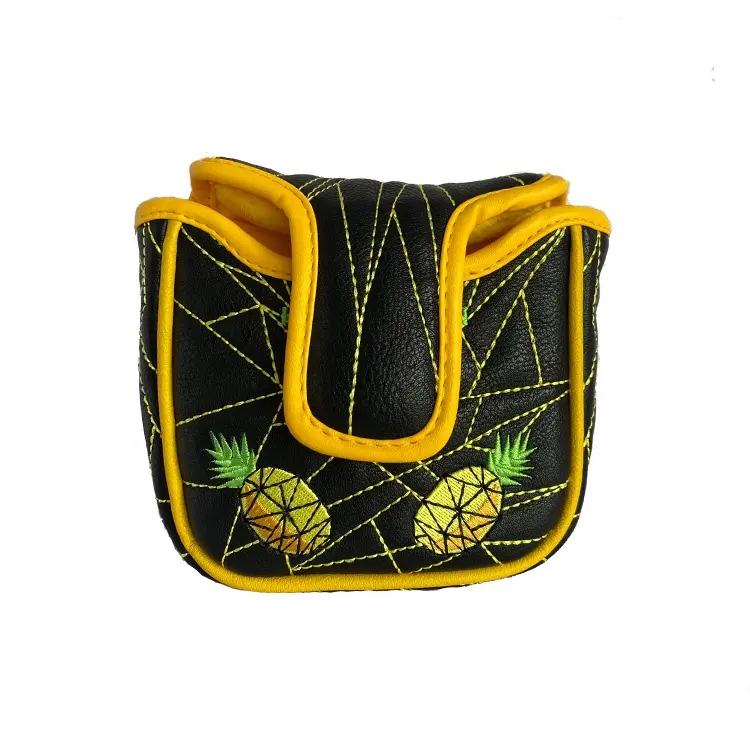 Custom Nieuw Ontwerp Ananas Borduurwerk Sterke Magneet Mallet Putter Head Covers