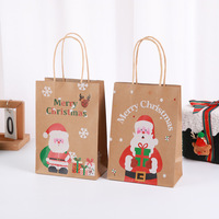 Sacs à friandises personnalisés en papier kraft brun avec imprimé canne de Noël et poignées en corde, 6 modèles de sacs cadeaux de Noël pour les fêtes de Noël