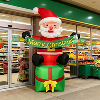 Père Noël gonflable de 9,8 pieds sur boîte avec bannière Joyeux Noël et lumière LED, ornement pour la décoration de jardin, pelouse et extérieur pendant les fêtes