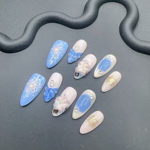 เล็บปลอมแบบกดติดลายดาวสไตล์ฝรั่งเศสสีขาวคุณภาพสูงขายดี วัสดุ ABS ยี่ห้อ Lunanail 10 ชิ้น - Product Image 3