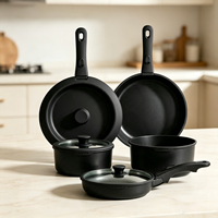 Ensemble de casseroles et poêles en céramique antiadhésives détachables, en alliage d'aluminium, modernes, durables, compatibles induction, avec couvercle en verre