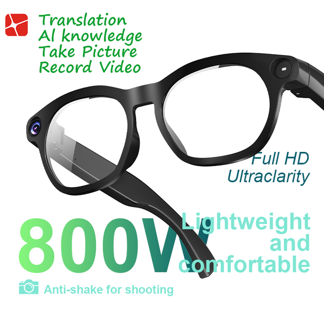 Wireless Video Recording Glasses AI Smart Glasses with ChatGPT Real-time Translation 1st Person POV HD Recording