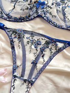 Soutien-gorge sexy pour femmes, broderie florale, lingerie, dentelle, fée, sous-vêtements sans couture, string, <span class=keywords><strong>transparent</strong></span>, soutien-gorge exotique, 1538 - Product Image 4