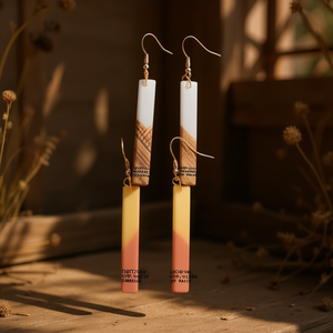 Boucles d'oreilles pendantes géométriques en bois et acrylique style bohème, plaquées or, bijoux de mode pour femmes - Product Image 2