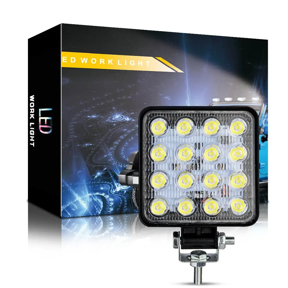 Araba LED çalışma lambaları kare 16 ışıkları 48W modifiye farlar mühendislik spot farlar 16 Leds araba farı 9-30V