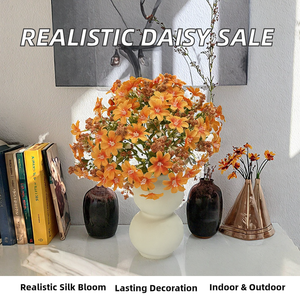 Vente directe usine – Fleurs artificielles en soie réalistes, petites marguerites à <span class=keywords><strong>7</strong></span> tiges, faites à la main, pour la vente en gros, longue durée - Product Image 3