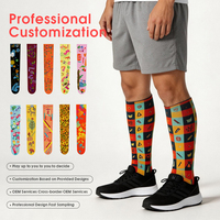 Chaussettes de genou imprimées en 3D sans couture avec graphismes personnalisés, sublimation couleur intégrale, marque privée Compports