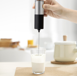 黑银色电动自动电池咖啡搅拌器手持式奶泡器 - Product Image 5