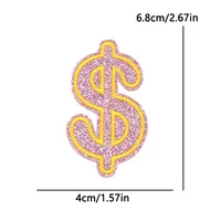 Patchs thermocollants personnalisés de haute qualité, brodés de paillettes roses, motifs dollar, billets et barres d'or, avec logo, pour veste, vente en gros