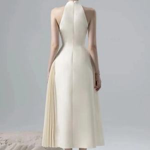 Vestido Bohemio Casual de Verano 2025, Nuevo, de Alta Calidad, Cintura Elástica, Largo hasta la Rodilla, con Parches, Lavable, Elegante, sin Mangas, Cuello en V - Product Image 4