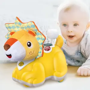 Elektronik müzikli ışık fil aslan köpek peluş kafa plastik vücut duyusal diğer bebek rahatlatıcı oyuncaklar 0 6 ay eğitici