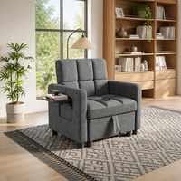 Canapé-lit convertible en tissu chenille avec port USB, table latérale, poche de rangement, canapé-lit pliable pour petit espace