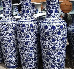 Jingdezhen porcelaine fleur sol <span class=keywords><strong>vase</strong></span> art décor intérieur et extérieur <span class=keywords><strong>grand</strong></span> <span class=keywords><strong>vase</strong></span> en céramique bleu et blanc - Product Image 4