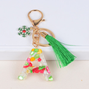 Porte-clés en alliage à pampilles photo numérique, combinaison bicolore, lettres de l'alphabet, pendentif de sac pour femme, personnalisé, très vendu - Product Image 1