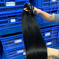 Grossiste de mèches de cheveux brésiliens vierges bruts, alignées sur les cuticules, en vrac, qualité supérieure, double tirage, extensions de cheveux humains