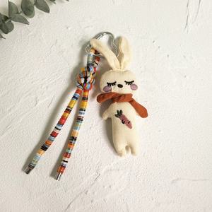 Llavero de conejo 3D de tela ecológica, suave, hecho a mano, colorido, con diseño de animal de dibujos animados, colgante para bolso, correa para teléfono y bufanda, para niños - Product Image 5