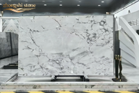 Dalle de marbre Calacatta Gris de luxe, polie, grande dalle, veinage gris, pour mur de fond TV, villa, vente en gros