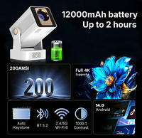 Projecteur à batterie rechargeable T2 Android 14.0 Allwinner H723 720P LCD 200 ANSI Lumens 5G WIFI6 4K