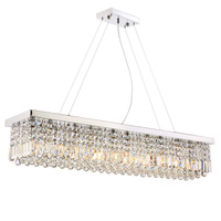 Lustre rectangulaire en cristal pour restaurant avec lumière LED tricolore à changement de couleur, hauteur personnalisable pour la maison et les bars