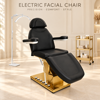 Fauteuil électrique de luxe pour soins du visage avec commande au pied, lit d'esthétique réglable, table de massage spa, équipement de traitement pour salon de beauté