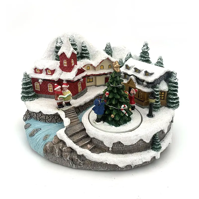 Giáng sinh làng nhựa phát sáng ngôi nhà nhỏ đồ trang trí Giáng sinh sáng tạo LED chiếu sáng trang trí cảnh