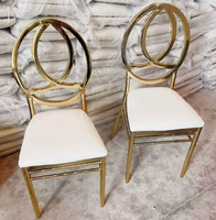 Chaise de banquet empilable en tissu rembourré avec cadre en métal doré résistant à l'usure pour hôtel, mariage, restauration, salle de réception