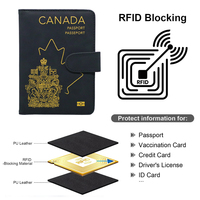 Dompet perjalanan penghalang RFID Premium modis penutup paspor tempat pena tombol Organizer pegangan grosir kulit PU anti-maling untuk